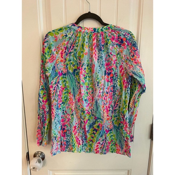 Lilly Pulitzer Catch The Wave Martinique Long Sleeve Top Shirt Size Medium - Picture 3 of 7